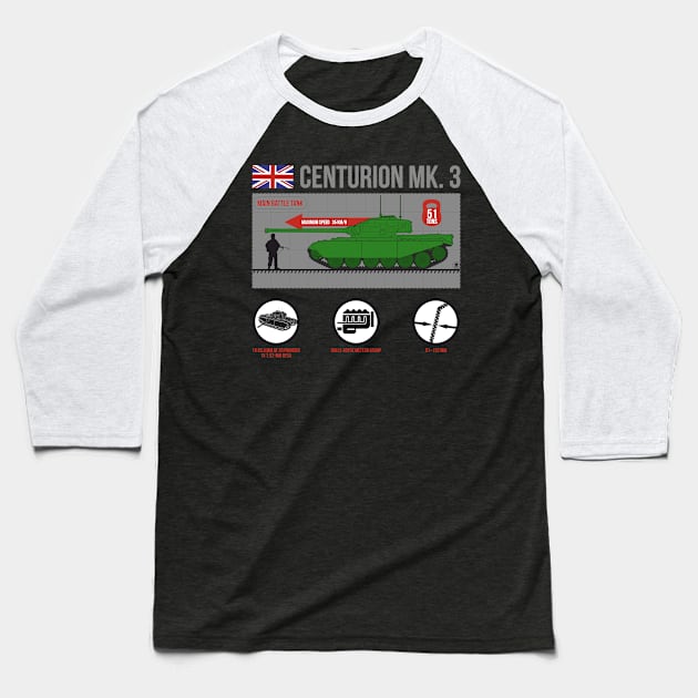 Infographic of Centurion MK.3 british tank Baseball T-Shirt by FAawRay